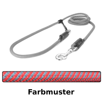 EASYLONG Hundeleine - L - 2m - grau und rot gestreift